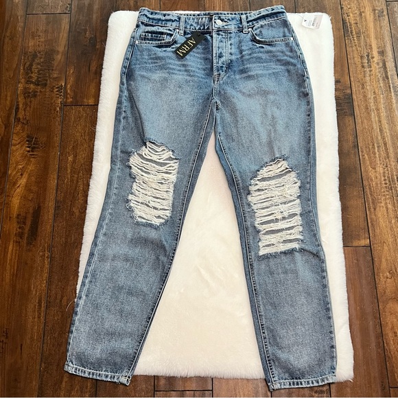 AFRM Distressed High Rise Button Fly Jeans Size 27 NWT - Picture 3 of 16